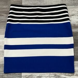 T by Alexander Wang Blue‎ Black Womens M Engineer Stripe Viper Mini Pencil Skirt